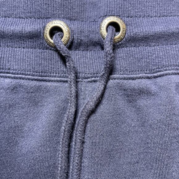 True Religion Sweat Shorts Mens Sz 3X Navy Elastic Waist Pockets Logo - Picture 4 of 11
